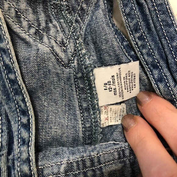 Vintage Baby Gap Blue Jean Overalls Large 12 to 18 Months 100% Cotton - Picture 5 of 5